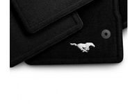 Ford Floor Mats - Carpeted, Front 2 Pc Set, Black with Pony Logo, Driver and Passenger Dual Button - BR3Z-6313086-CE