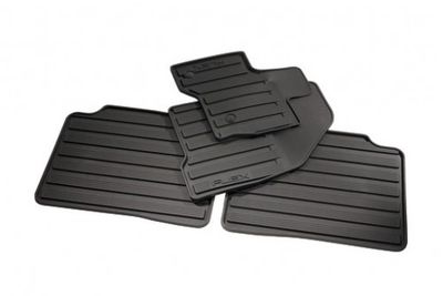 Ford DA8Z-7413086-BA Floor Mats - All-Weather Thermoplastic Rubber, Black Dual Button, 4-Piece Set
