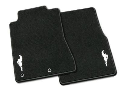 Ford FR3Z-6313086-AA Floor Mats;Carpeted, Black, 2-Piece Set, w/Silver Pony Logo