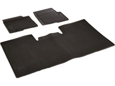Ford 9L3Z-1613300-HA Floor Mats - All-Weather Thermoplastic Rubber, Black Super Crew 3-Pc.Set, Front w/Vehicle Logo, For Use Without Subwoofer