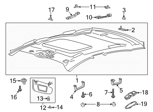 2018 Ford Fusion Interior Trim - Roof Retainer Diagram for DS7Z-5404132-AH