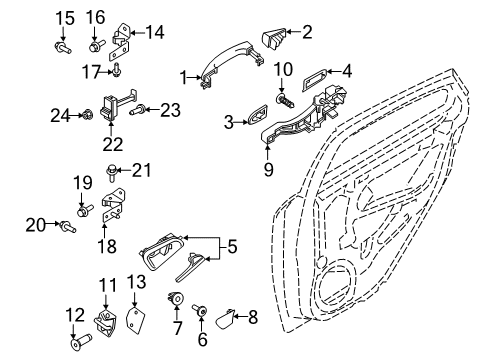2016 Ford Focus Rear Door Latch Assembly Diagram for F1EZ-58264A26-B