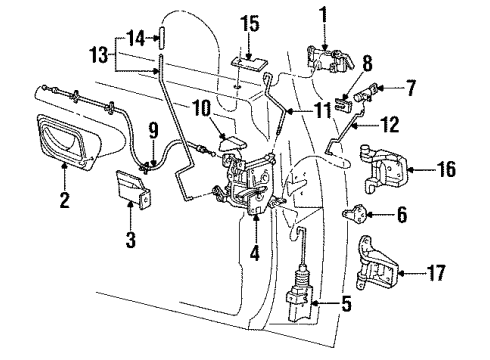 1997 Ford Ranger Door & Components Actuator Diagram for F77Z-10218A42-A