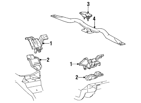 1996 Ford Crown Victoria Engine & Trans Mounting Front Mount Bracket Diagram for F2AZ6K061A