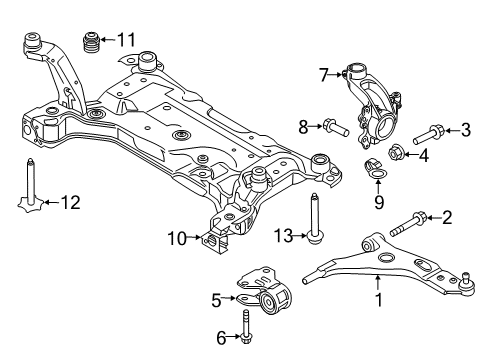2016 Ford Escape Front Suspension Components, Lower Control Arm, Stabilizer Bar Engine Cradle Insulator Diagram for 8V4Z-5A103-B