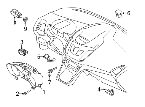 2015 Ford Escape Switches Cluster Assembly Diagram for DJ5Z-10849-TJ