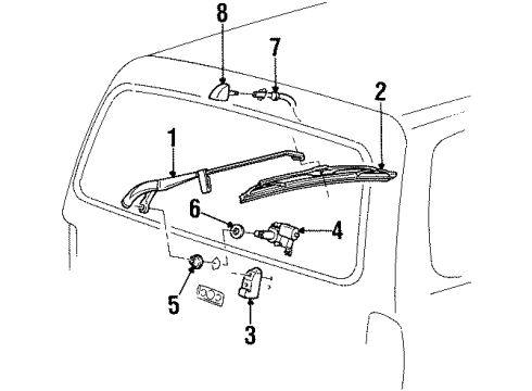 1998 Lincoln Navigator Lift Gate - Wiper & Washer Components Wiper Arm Diagram for XL1Z-17526-AA