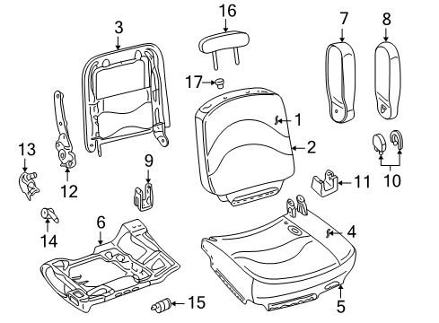 2011 Ford Crown Victoria Front Seat Components Recliner Handle Diagram for 6W1Z-5461198-AA