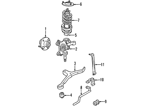 2003 Mercury Sable Front Suspension Components, Lower Control Arm, Stabilizer Bar Knuckle Diagram for 3F1Z-3K186-AA