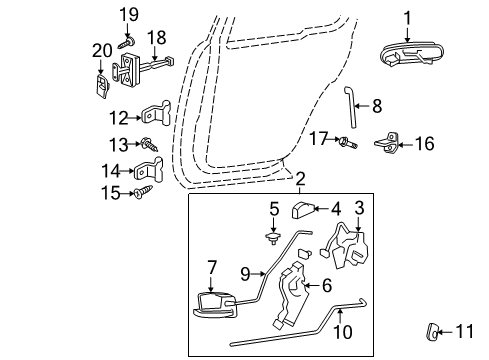 2005 Ford Explorer Rear Door - Lock & Hardware Latch Assembly Diagram for 5L2Z-78264A00-AC