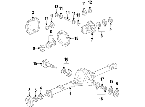 2010 Ford Mustang Rear Axle, Differential, Propeller Shaft Shim Diagram for D8BZ-4067-AH