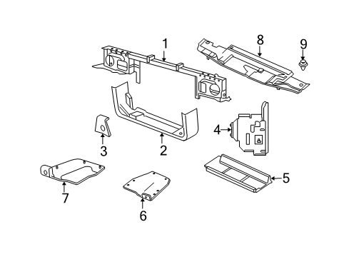 2008 Mercury Grand Marquis Radiator Support Deflector Shield Diagram for 3W1Z-8327-AA