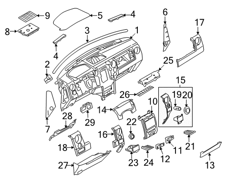 2009 Ford F-150 Instrument Panel Lower Molding Diagram for 9L3Z-15046B32-CA