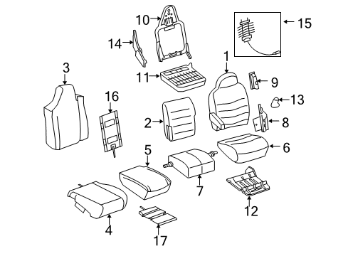 2007 Ford F-250 Super Duty Front Seat Components Lumbar Support Diagram for 1L3Z-1865501-AA