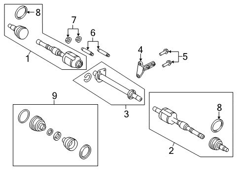 2014 Ford Edge Drive Axles - Front Boot Kit Diagram for 7T4Z-3A331-B