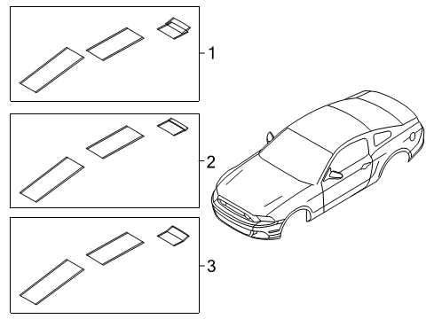 2013 Ford Mustang Stripe Tape Stripe Package Diagram for DR3Z-6320000-BP