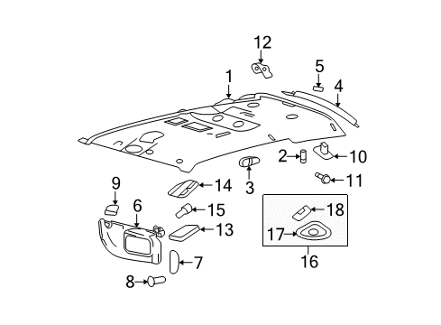 2007 Mercury Mountaineer Interior Trim - Roof Dome Lamp Assembly Diagram for YF1Z-13776-CA