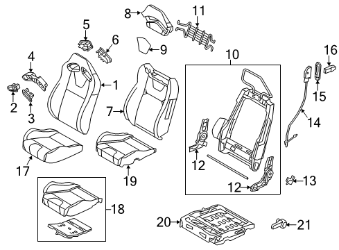 2012 Ford Mustang Front Seat Components Seat Cover Diagram for CR3Z-6362901-UA