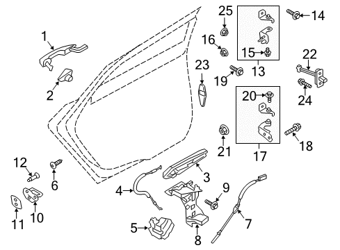 2019 Lincoln MKZ Rear Door - Lock & Hardware Release Cable Diagram for DP5Z-54266A46-B
