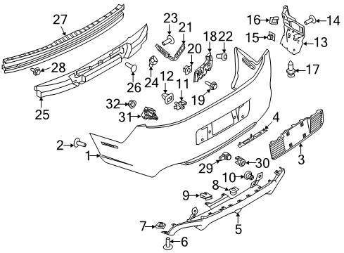 2014 Ford Mustang Rear Bumper Compartment Screw Diagram for -W707607-S424