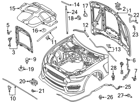 2021 Ford Mustang Hood & Components Hinge Diagram for FR3Z-16796-B