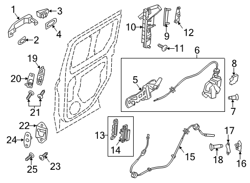 2019 Ford Transit Connect Side Loading Door - Lock & Hardware Latch Assembly Diagram for DT1Z-61264A27-AR
