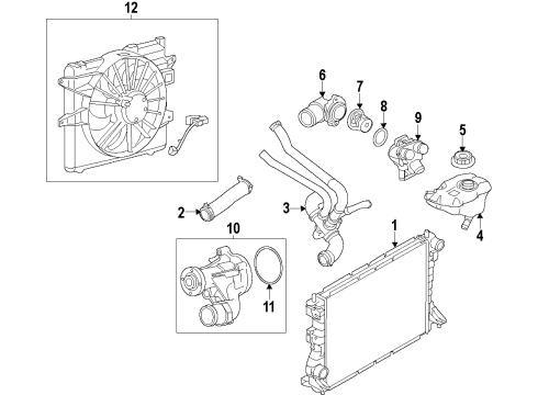 2014 Ford Mustang Cooling System, Radiator, Water Pump, Cooling Fan Fan Module Diagram for DR3Z-8C607-C