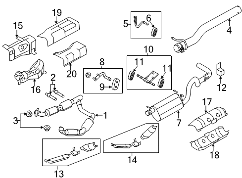 2008 Ford E-150 Exhaust Components Converter Shield Diagram for 7C2Z-5E258-AA