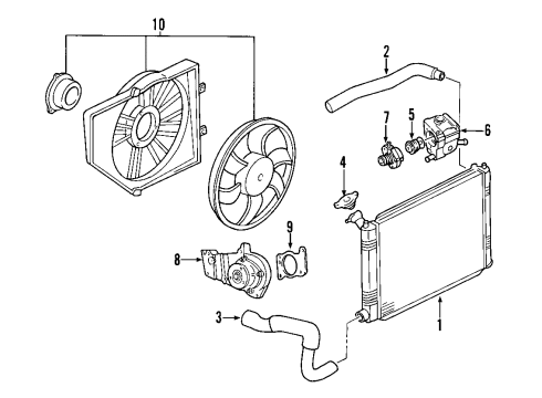 2001 Ford Focus Cooling System, Radiator, Water Pump, Cooling Fan Water Pump Diagram for YS4Z-8501-AA