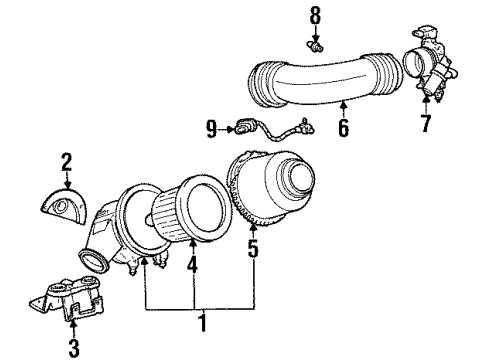 1999 Mercury Mountaineer Powertrain Control Air Cleaner Assembly Diagram for YL2Z-9600-A