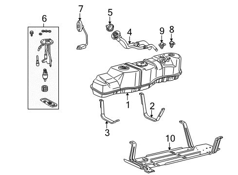 2002 Lincoln Blackwood Fuel System Components Support Strap Diagram for F75Z-9054-GA