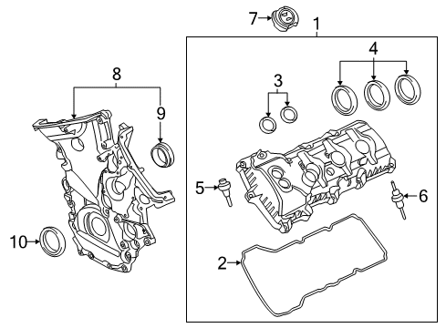 2017 Ford F-150 Valve & Timing Covers Valve Cover Stud Diagram for 7T4Z-6C519-D