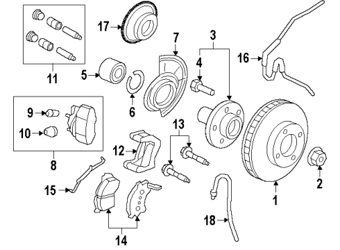 2011 Mercury Mariner Brake Components Front Pads Diagram for AM6Z-2001-A