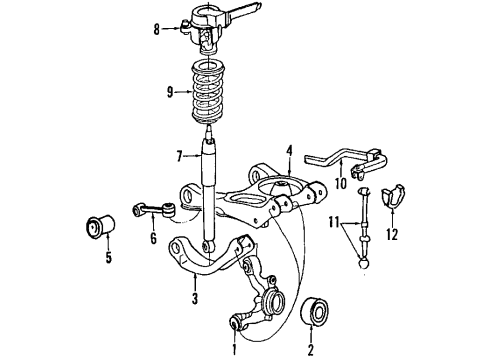 1990 Mercury Cougar Rear Suspension Components, Drive Axles, Lower Control Arm, Upper Control Arm, Ride Control, Stabilizer Bar Link Diagram for E9SZ-5A486-A