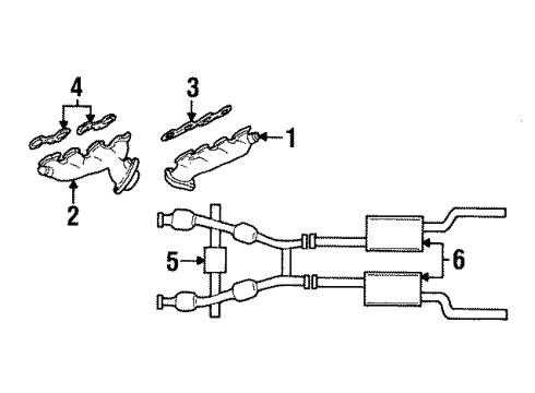 1996 Ford Mustang Exhaust Components, Exhaust Manifold Gasket Diagram for F5SZ-9448-AA