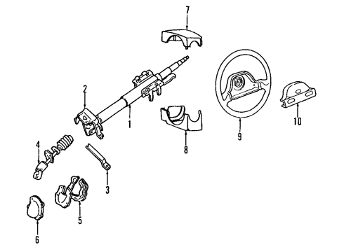 1992 Mercury Tracer Steering Column, Steering Wheel & Trim, Shaft & Internal Components, Shroud, Switches & Levers Inner Boot Diagram for FOCZ-3C611-B