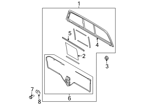 2013 Ford F-150 Back Glass Back Glass Nut Diagram for -N621901-S424