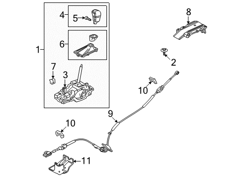 2011 Lincoln MKS Center Console Gear Shift Assembly Diagram for BA5Z-7210-AB