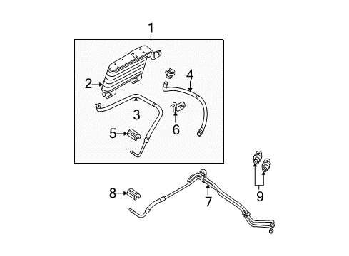 2010 Mercury Mountaineer Trans Oil Cooler Cooler Assembly Diagram for AL2Z-7A095-A