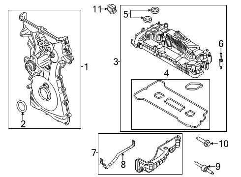 2020 Ford Ranger Valve & Timing Covers Engine Cover Mount Stud Diagram for AG9Z-00812-C