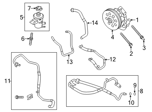 2010 Ford F-150 P/S Pump & Hoses, Steering Gear & Linkage Power Steering Pump Diagram for AL3Z-3A674-BRM