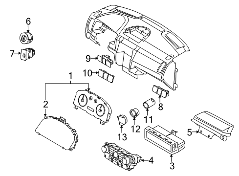 2009 Ford Focus Switches Dash Control Unit Diagram for AS4Z-19980-D