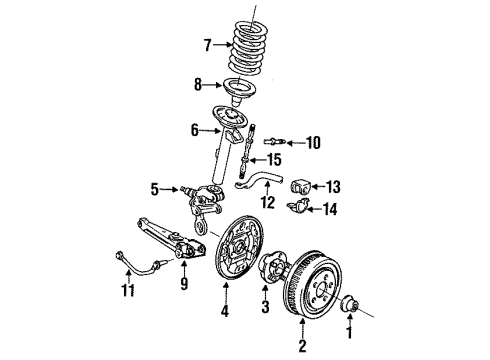1991 Ford Taurus Rear Suspension Components, Lower Control Arm, Stabilizer Bar & Components Front Upper Control Arm Diagram for E8DZ5A923B