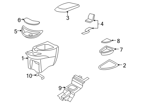 2002 Ford F-150 Rear Console Tray Diagram for 1L3Z-16045G74-AAB