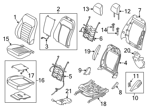 2016 Ford Fusion Front Seat Components Headrest Cover Diagram for HS7Z-54611A08-CC