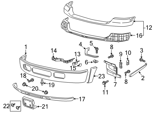 2005 Ford F-250 Super Duty Front Bumper Upper Cover Diagram for 5C3Z-17D957-AAA