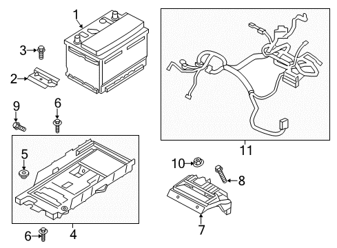 2019 Ford Fusion Battery Battery Tray Diagram for HP5Z-10732-C