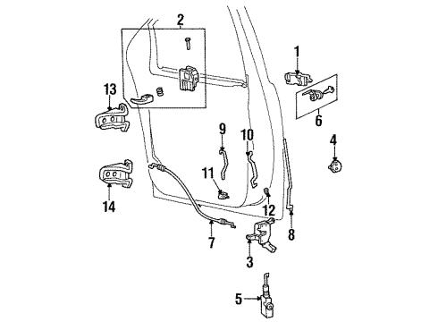 1996 Ford Windstar Front Door - Lock & Hardware Actuator Diagram for F78Z-16218A42-A