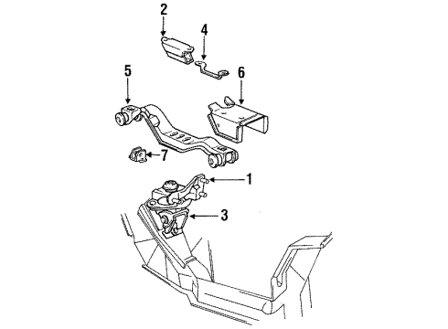 1991 Ford Mustang Engine & Trans Mounting Support Assembly Diagram for E6ZZ-6A023-B