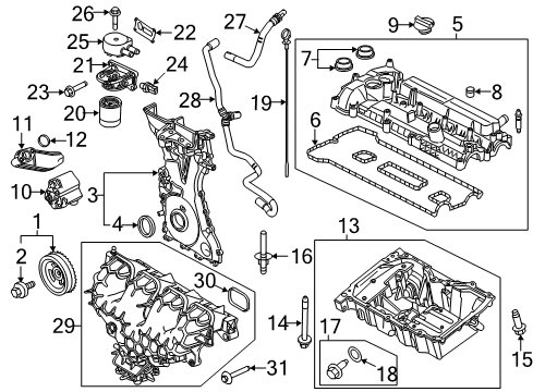2018 Ford Focus Engine Parts Oil Pan Stud Diagram for -W711639-S437